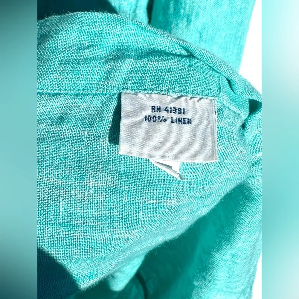 POLO Ralph Lauren 100% Linen Turquoise Blue Shirt, Classic Fit, M